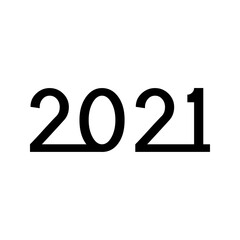 Concepto feliz año nuevo. Logotipo número 2021 entrelazado en color negro