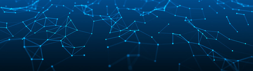 Digital plexus of glowing lines and dots. Abstract background. 3D rendering. Network or connection. 3d rendering.