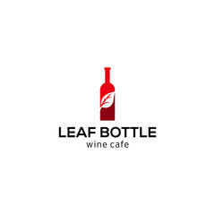 Illustration of a wine bottle joined by a leaf in the middle