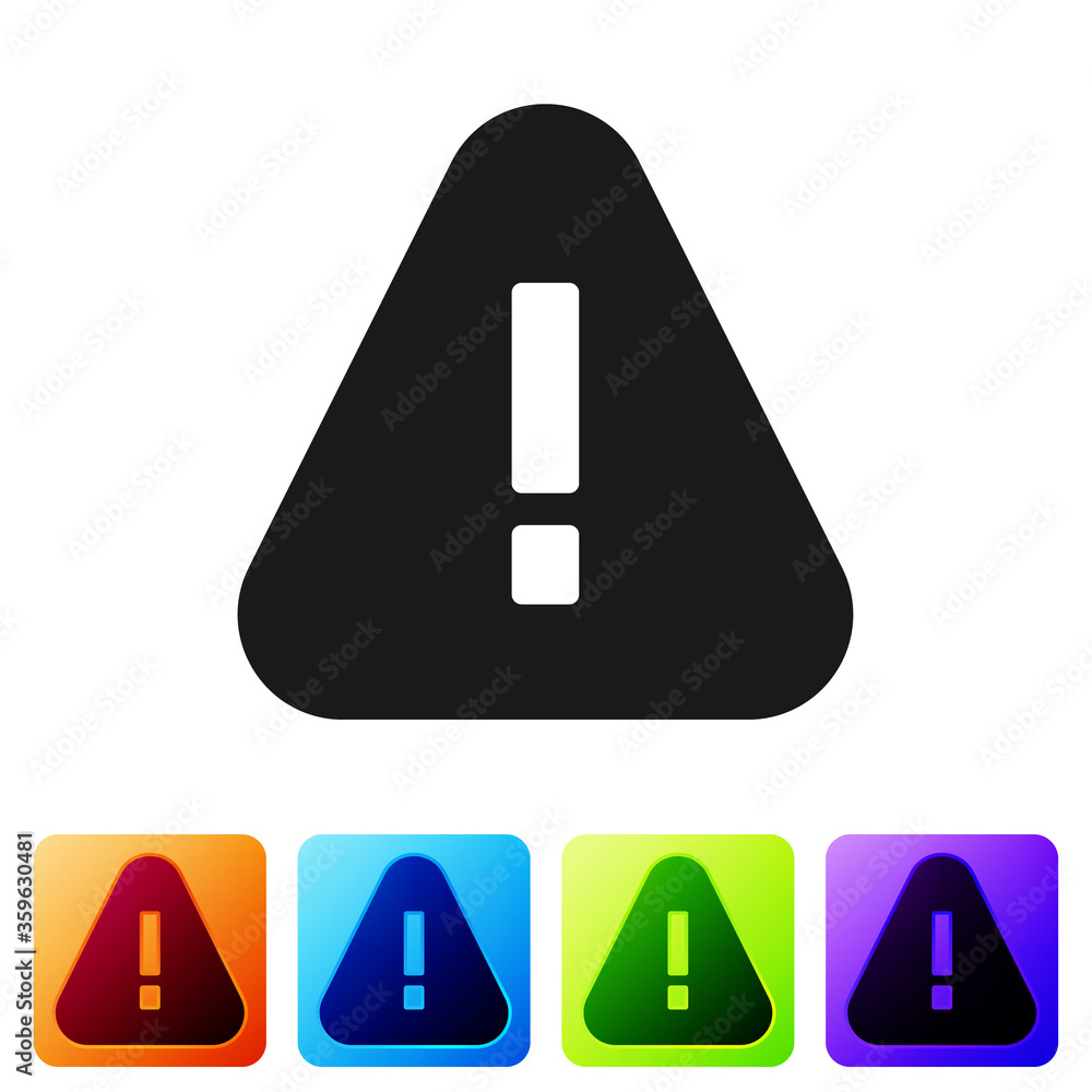 Poster black exclamation mark in triangle icon isolated on white background. hazard warning sign, careful, 