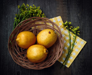 basket with lemons