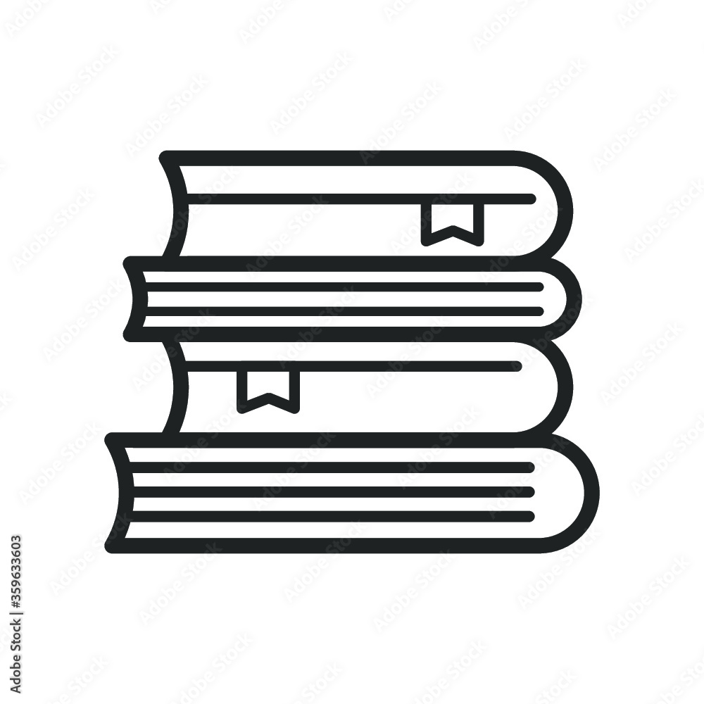 Poster stack of books line icon, outline vector sign, linear style pictogram isolated on white. study symbo