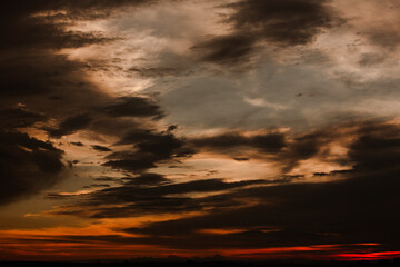 Colorful cloudy sky at sunset. Sky texture, abstract nature background