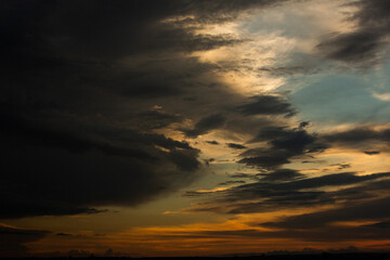 Colorful cloudy sky at sunset. Sky texture, abstract nature background