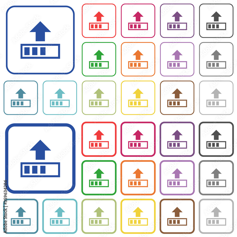 Poster upload in progress outlined flat color icons