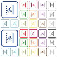 Fototapeta premium Bicycle lane outlined flat color icons