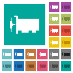 Network interface card square flat multi colored icons