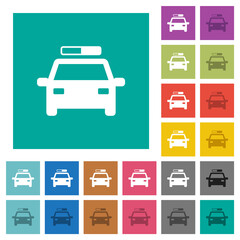 Police car square flat multi colored icons