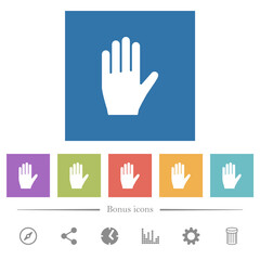 Left hand flat white icons in square backgrounds