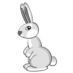 hare in profile of gray color, isolated object on a white background, vector illustration,