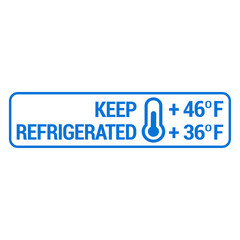 Keep refrigerated. Do not freeze. Food package label, storage instruction vector design