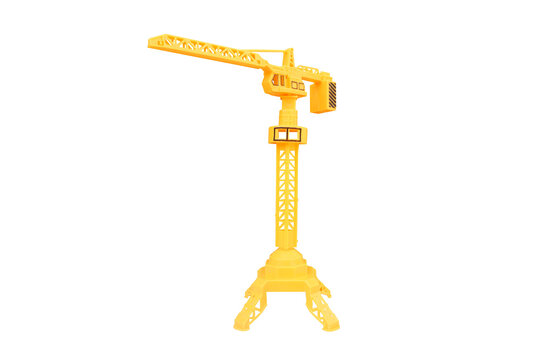 yellow Construction crane toy isolated on white background