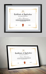 minimal golden border certificate template design