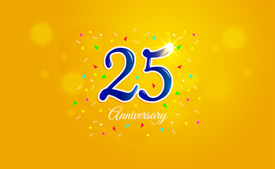 Happy 25th Anniversary Background. Template Anniversary For Celebration, Invitation Card, And Greeting Card Or Wedding Anniversary. Vector Illustration