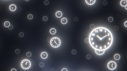 Fly Through Fast Ticking Clocks Run Out of Time Deadline Concept - Abstract Background Texture