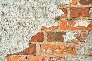 Old red brick wall with concrete. High quality photo