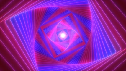 Twisted Tunnel of Fluorescent Ultraviolet Blacklight Glowing Neon - Abstract Background Texture