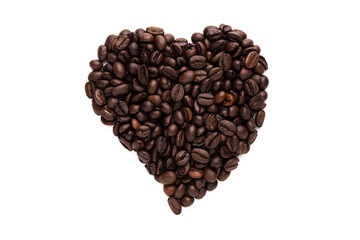 heart coffee bean on white background 