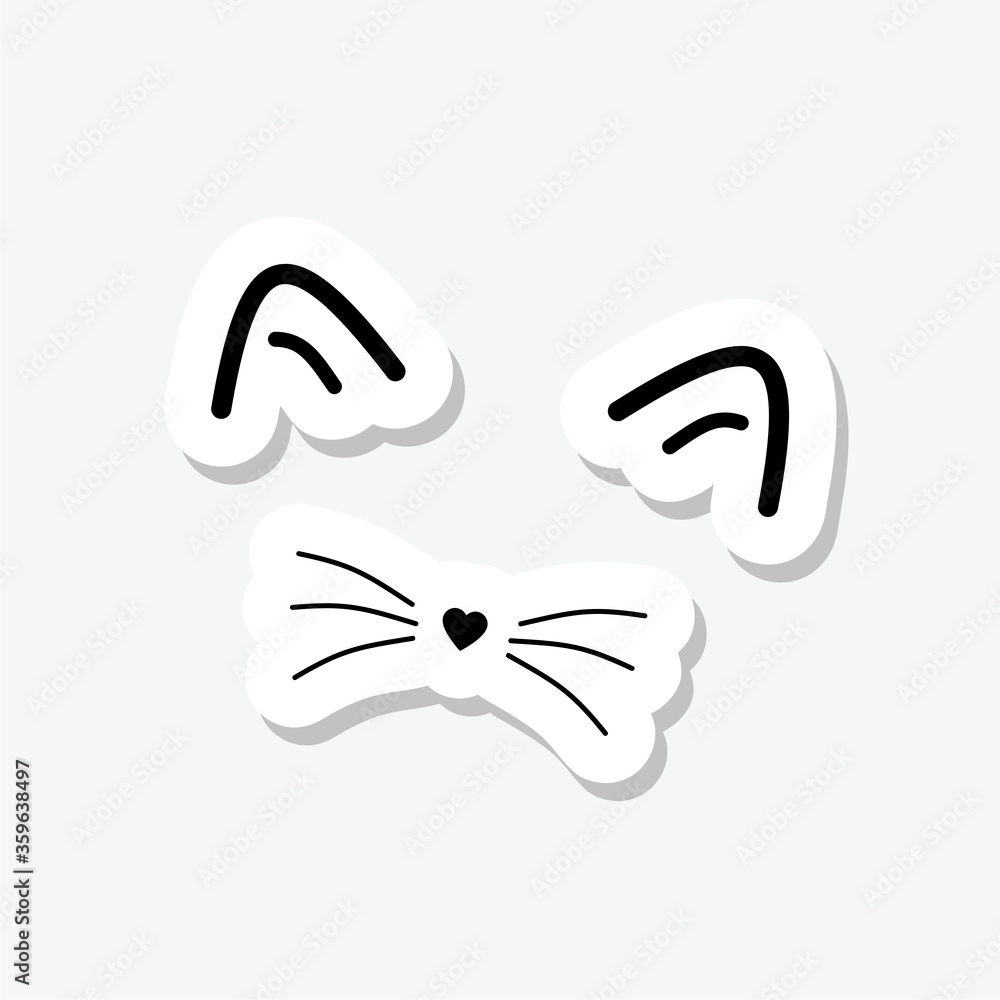 Poster smiling face cat sticker isolated on gray background