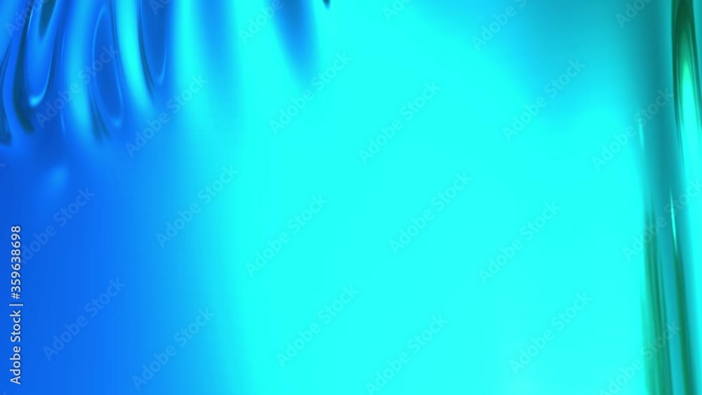 Poster animated blue green metalic gradient in 4k. 3d render of wavy cloth surface that forms ripples like 