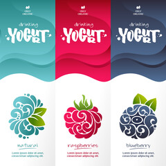 Vector set templates packaging dairy products