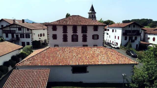 Ainhoa. beautiful village in the south of France near of Spain. Drone Footage