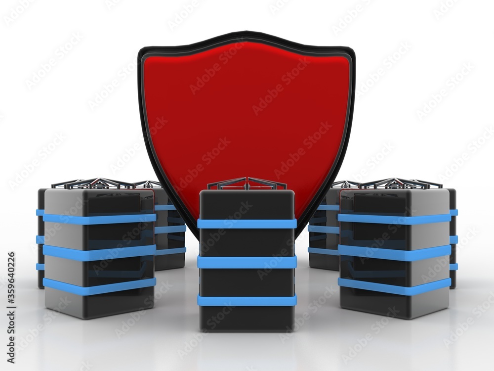 Poster 3d rendering database and computer data security concept
