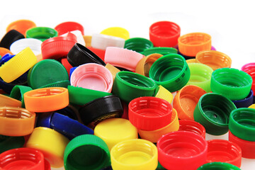 color plastic caps isolated