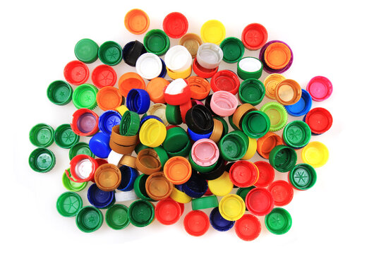 color plastic caps isolated