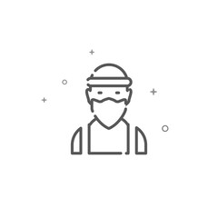Masked criminal simple vector line icon. Symbol, pictogram, sign. Light background. Editable stroke