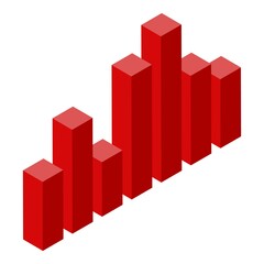 Red tax graph chart icon. Isometric of red tax graph chart vector icon for web design isolated on white background