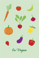 go vegan poster graphic vector