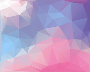 Purple and blue abstract geometric background consisting of colored triangles with lights in corners. Abstract hipster geometric galaxy sky background.