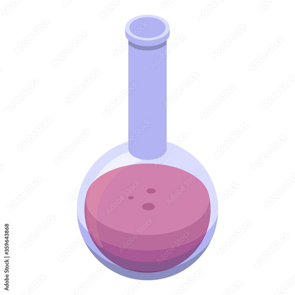 Poster red chemical flask icon. isometric of red chemical flask vector icon for web design isolated on whit