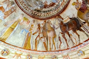 Detail of fresco of a Thracian tomb