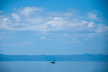 Fototapeta na wymiar Blue sky and sea in Makarska, Croatia