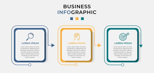 Business Infographic design template Vector with icons and 3 three options or steps. Can be used for process diagram, presentations, workflow layout, banner, flow chart, info graph