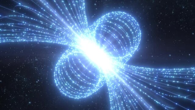 Beautiful Magnetic Force Field Lines of Quasar Energy Star in Space - 4K Seamless Loop Motion Background Animation
