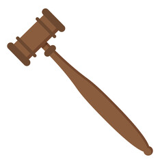 Gavel isolated icon vector, hammer in auction. Flat style of wooden object used in court by judge lawyer. Trading system selling items, sale dealing