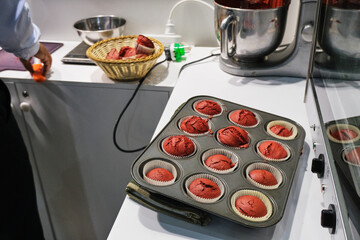 Process of baking muffins
