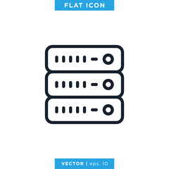Server Icon Vector Design Template. Editable Stroke