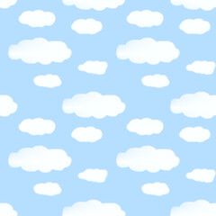seamless pattern with clouds blue white color