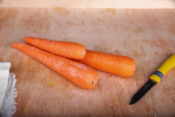 carrots on a wooden background