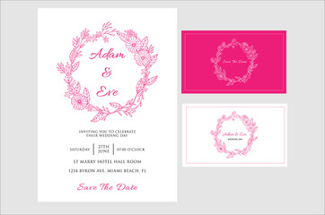 wreath wedding invitation card template
