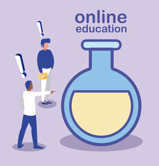 men with research icon, online education