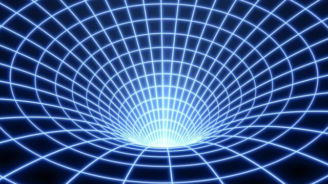 Bent Spacetime Warped Grid Wormhole Funnel Dimensional Relativity - 4K Seamless Loop Motion Background Animation