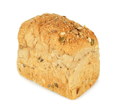 Whole grains bread on a white background.