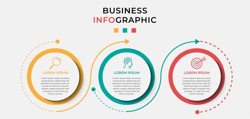 Business Infographic design template Vector with icons and 3 three options or steps. Can be used for process diagram, presentations, workflow layout, banner, flow chart, info graph