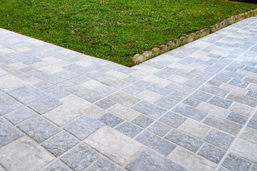 Carrelage extérieur, aspect pavé gris