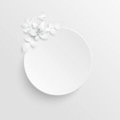 Paper flower. White lilies cut from paper. Vector illustration.